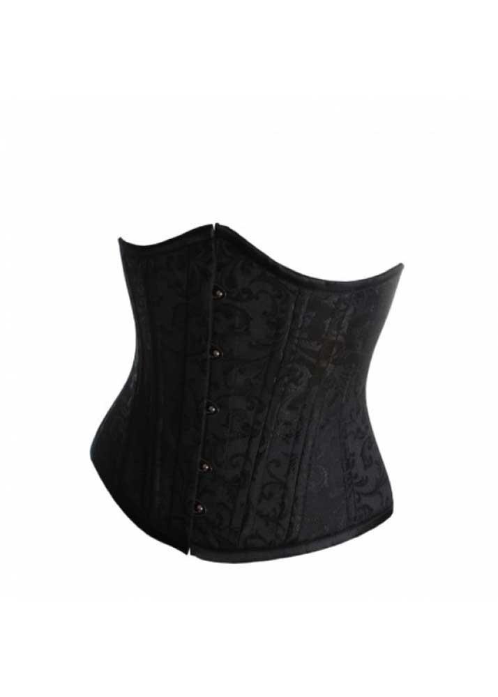 Rosalie Black Brocade Waist Training Corset